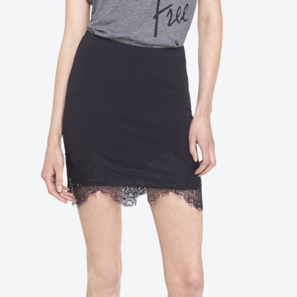 Express Dresses & Skirts - Express Lace Trim Black Mini Skirt Size M